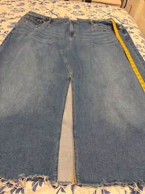 Lane Bryant Blue Straight Leg Jeans with Front Slit